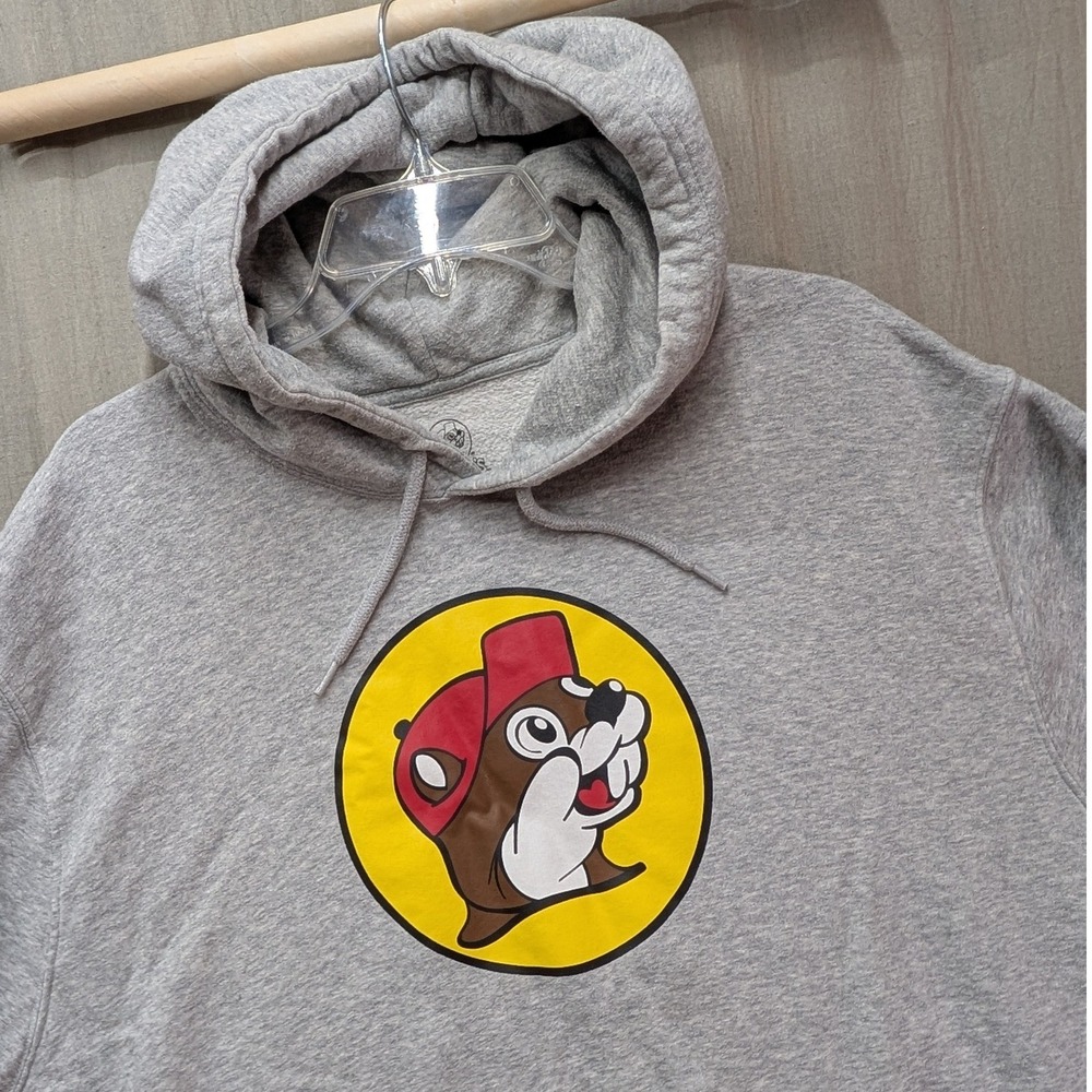 Buc-ee's Beaver Logo Heather Gray Pullover Hoodie Sweatshirt Mens 3X Texas